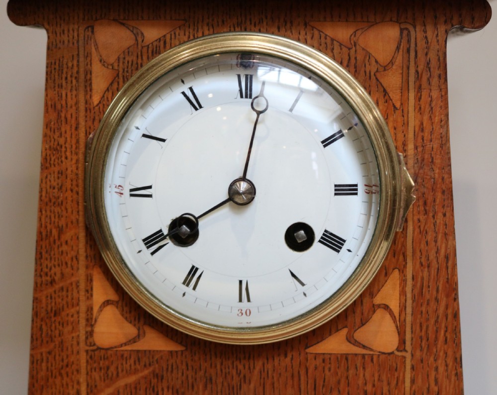 Voysey Style Oak Mantel Clock (United Kingdom, c. 1905) View V