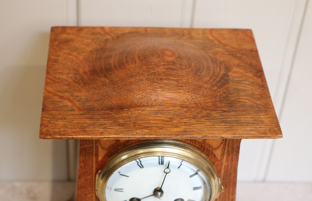 Voysey Style Oak Mantel Clock (United Kingdom, c. 1905) View VI