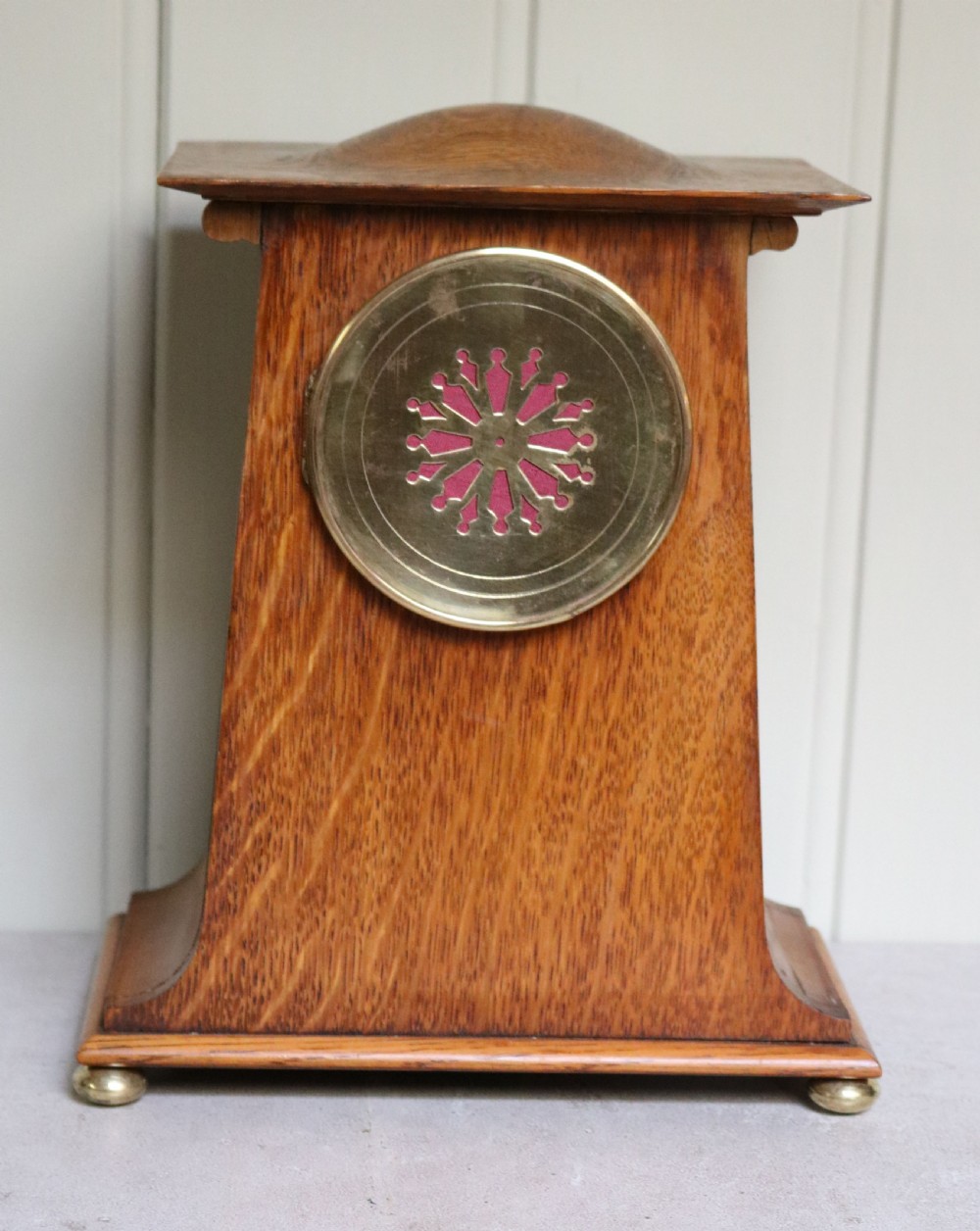 Voysey Style Oak Mantel Clock (United Kingdom, c. 1905) View VIII