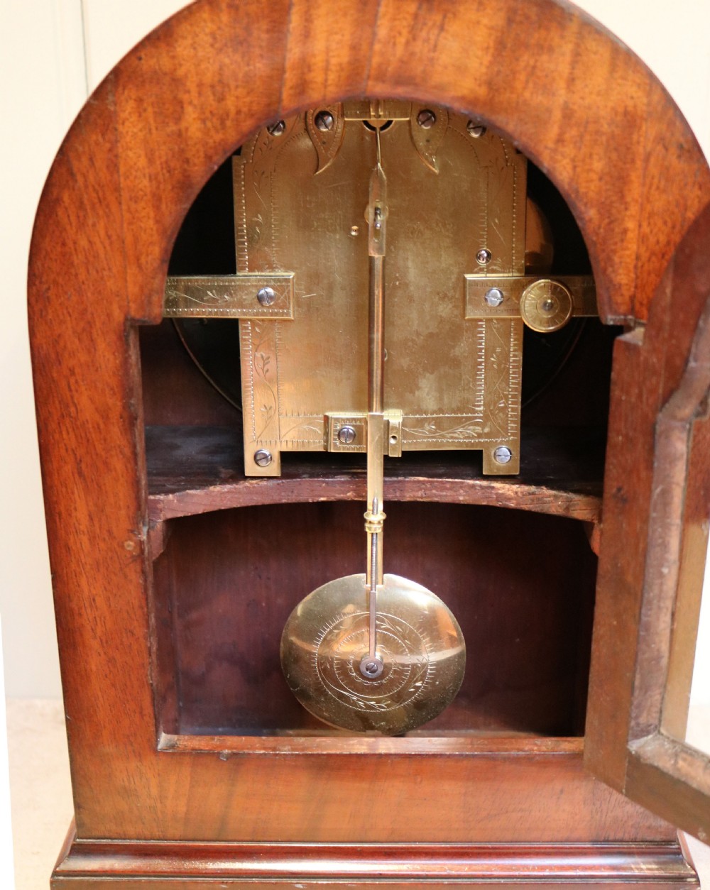 Regency Arch Top Mahogany Bracket Clock (England, c. 1820) View VIII