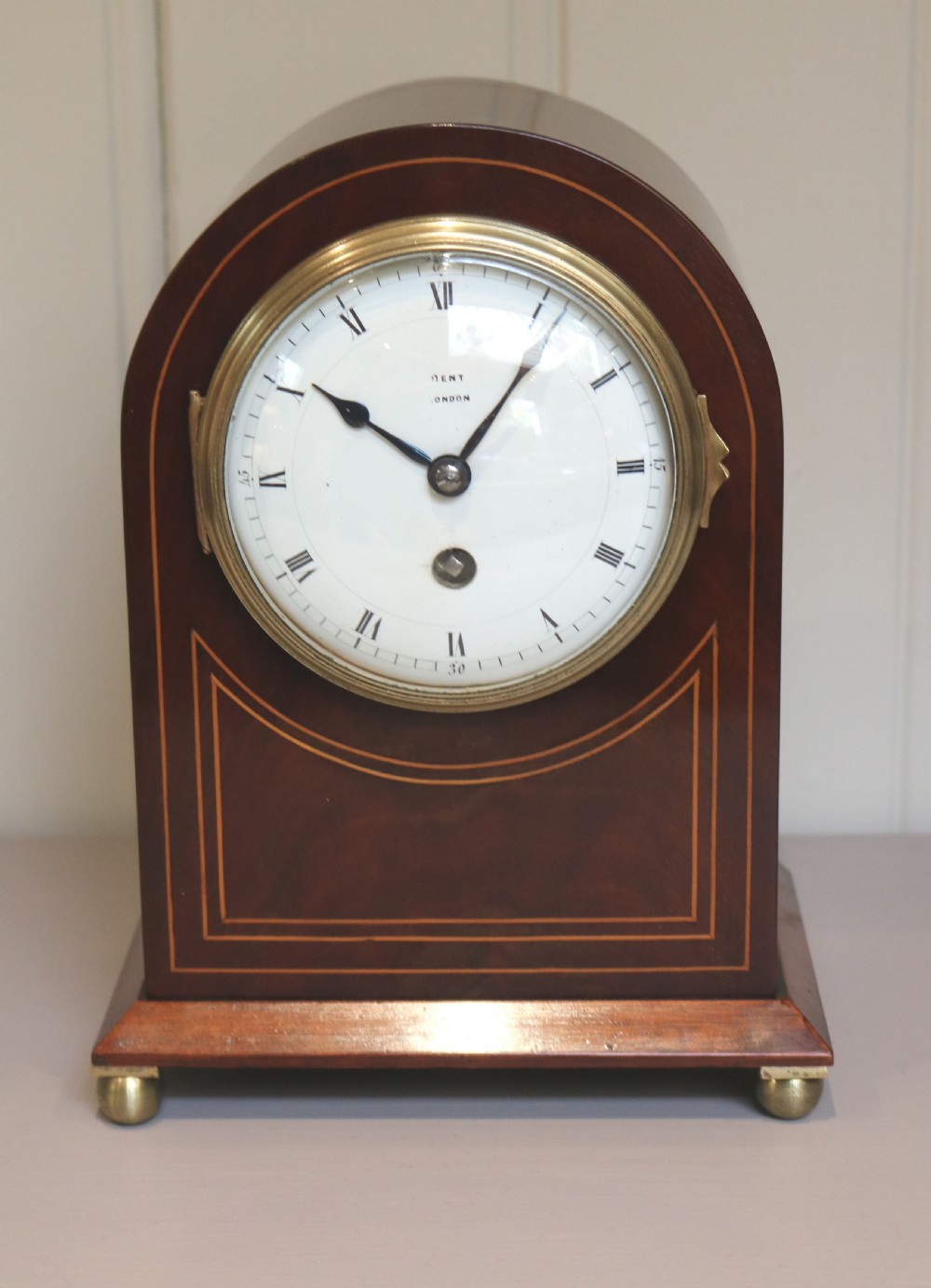 Small Mahogany Timepiece Mantel Clock (England and France, c. 1905)