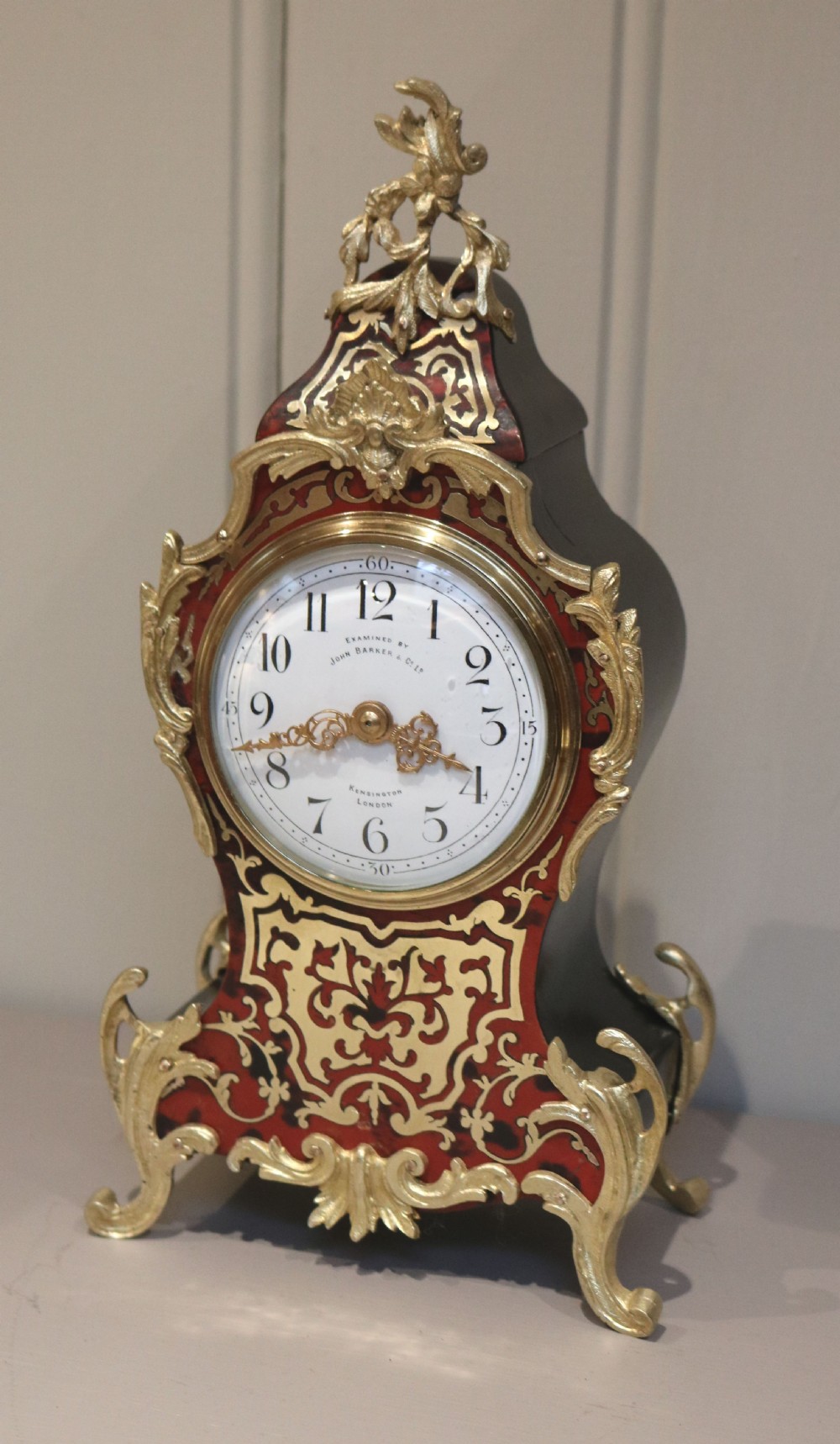 French Tortoiseshell and Brass Inlay Boullework Mantel Clock (France, 1890) View III
