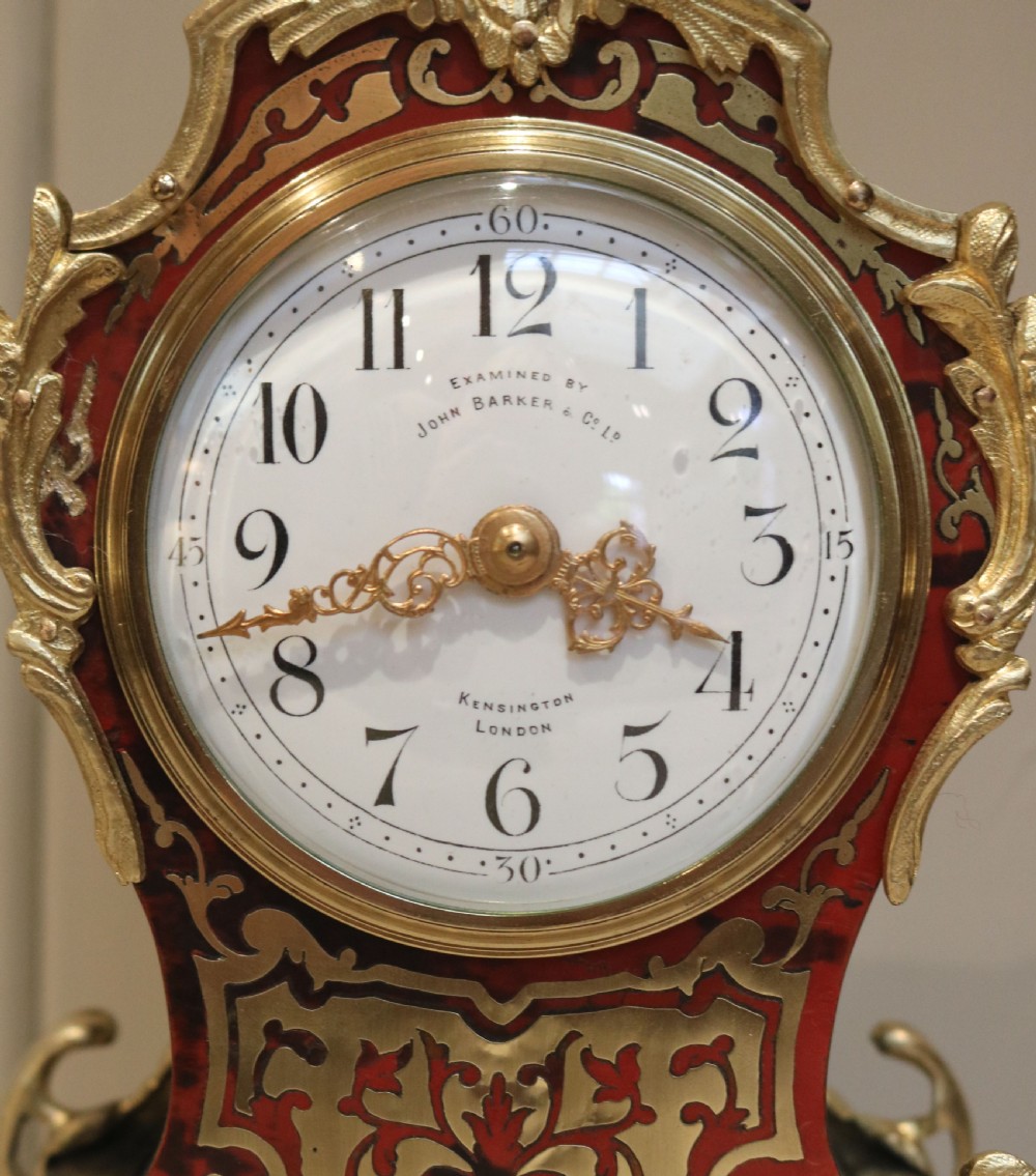 French Tortoiseshell and Brass Inlay Boullework Mantel Clock (France, 1890) View IV
