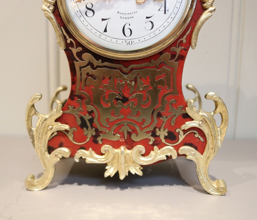 French Tortoiseshell and Brass Inlay Boullework Mantel Clock (France, 1890) View VI