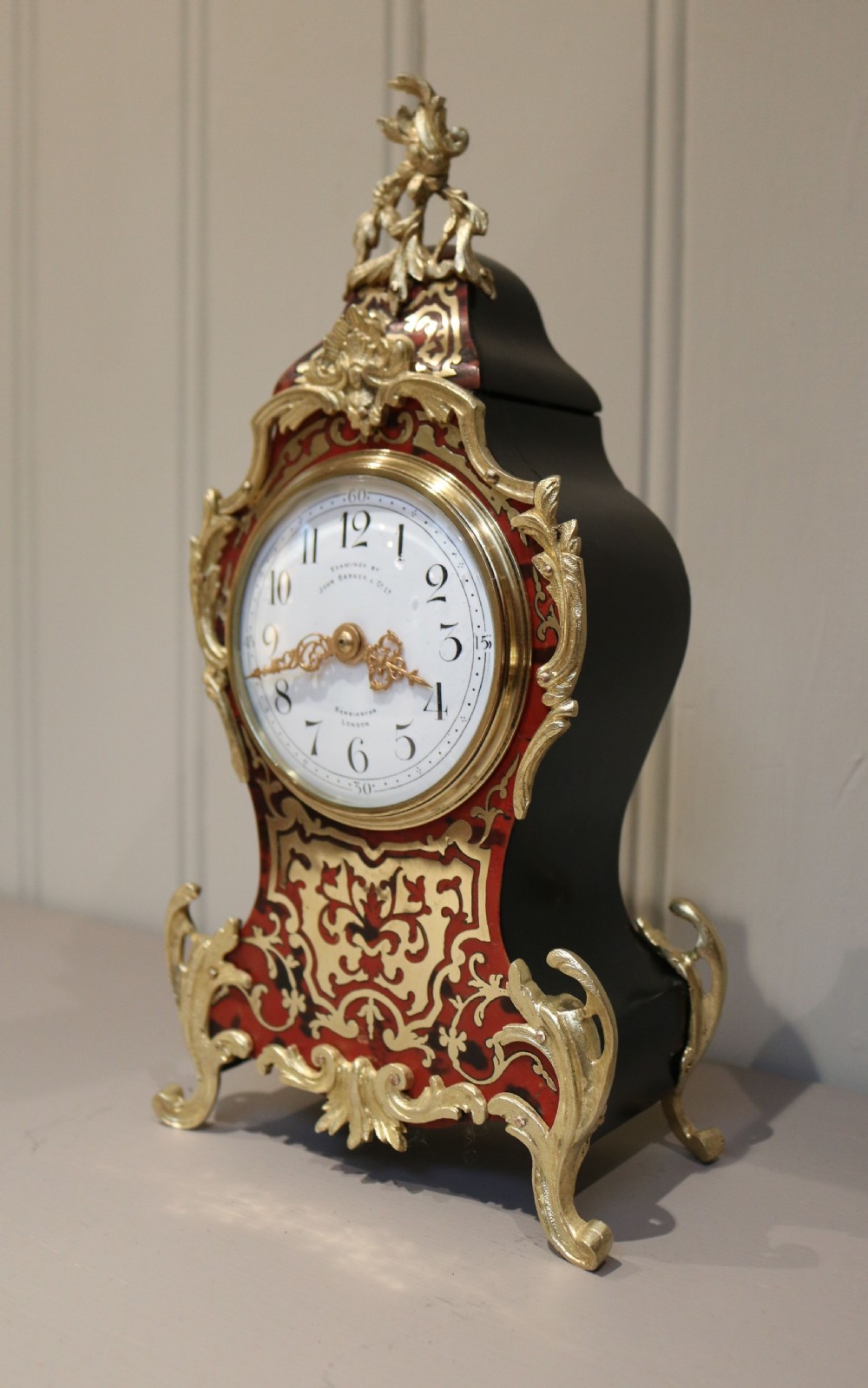 French Tortoiseshell and Brass Inlay Boullework Mantel Clock (France, 1890) View X