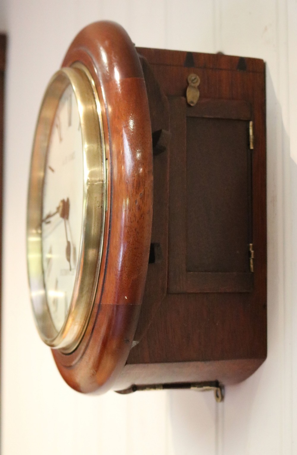Small Mahogany 8 Inch Fusee Dial Clock (England, c. 1915) View III