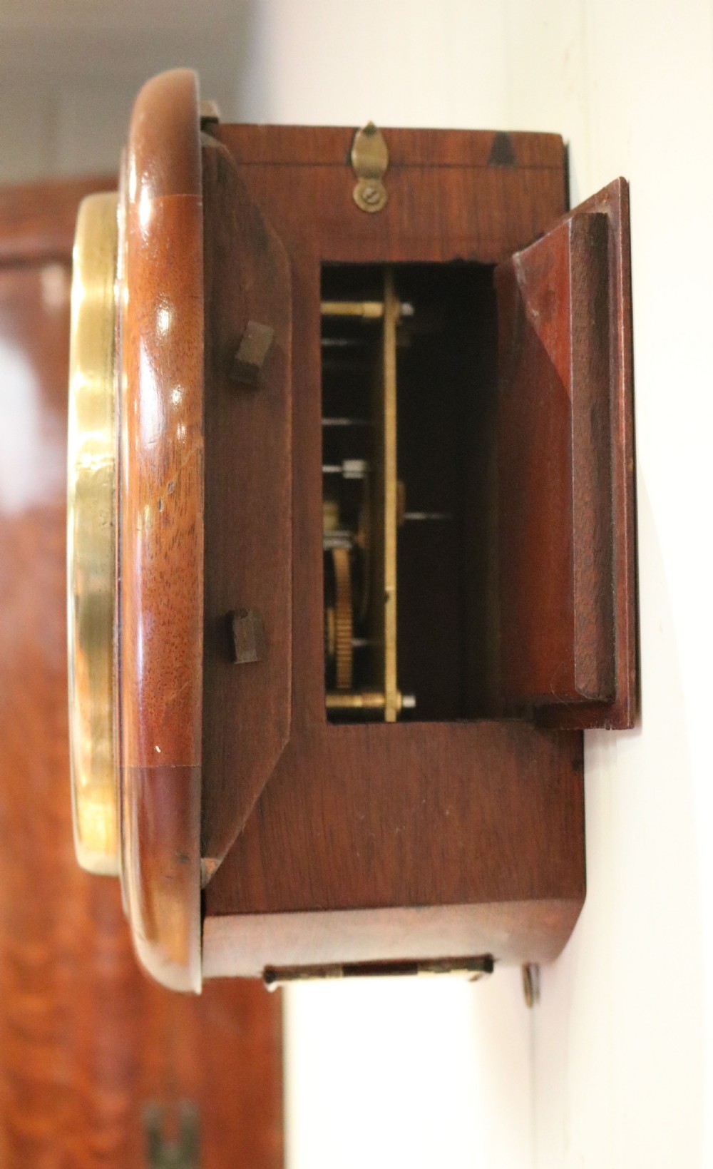 Small Mahogany 8 Inch Fusee Dial Clock (England, c. 1915) View IV