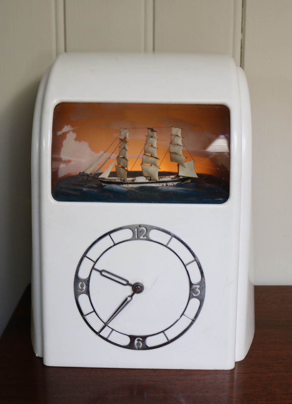 Art Deco Vitascope Rocking Ship Clock (Isle of Man, c. 1948) View II