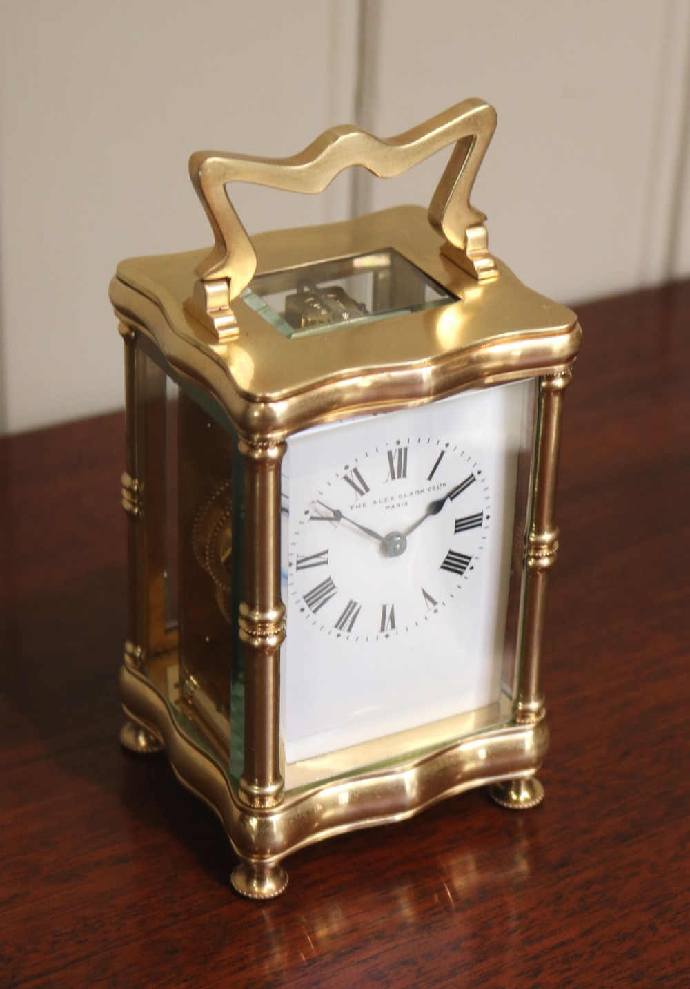 Serpentine Brass carriage Clock (France, 1890) View IV