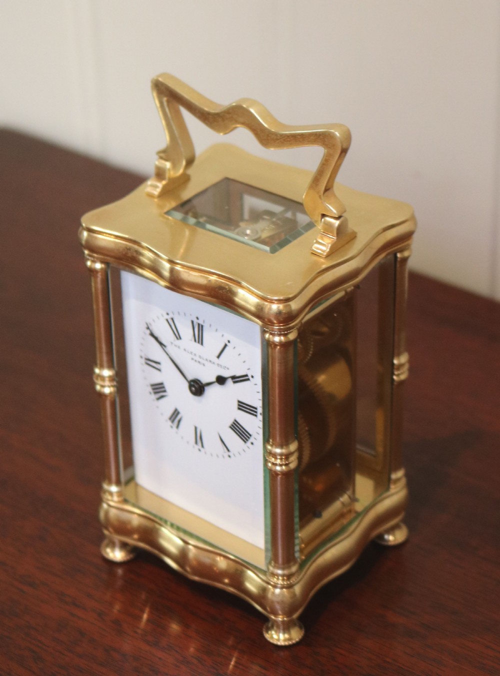Serpentine Brass carriage Clock (France, 1890) View V