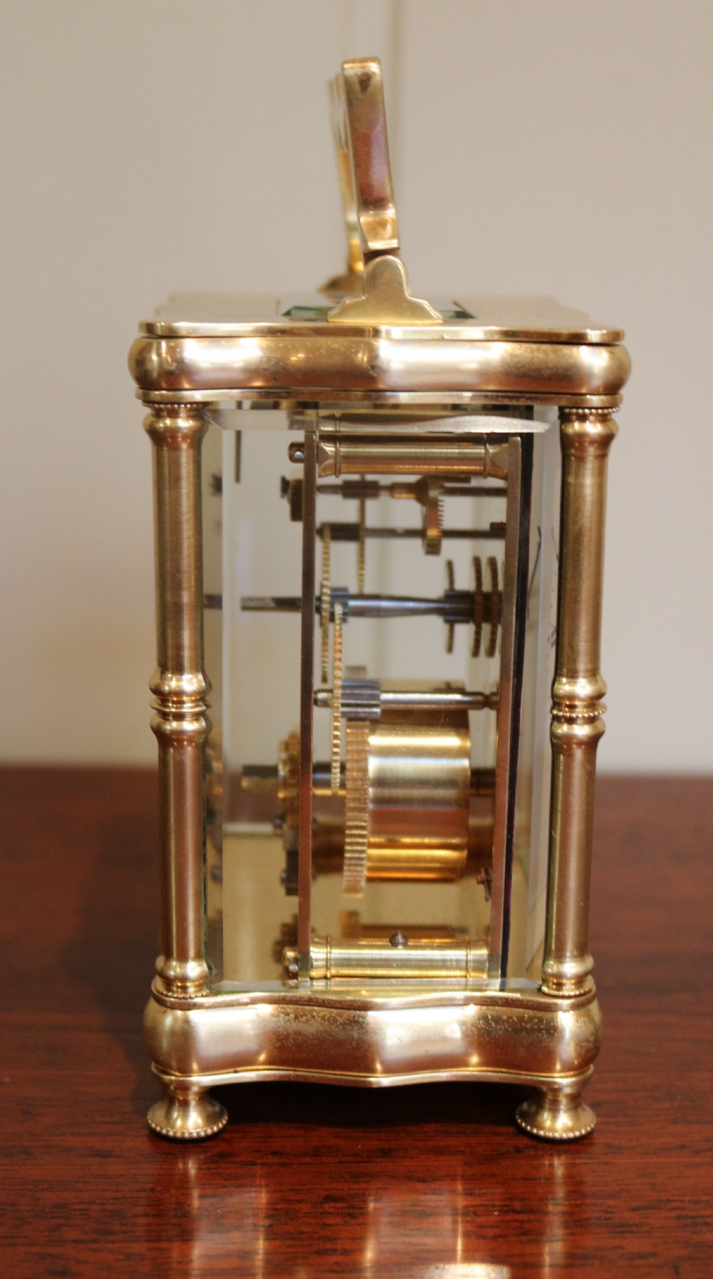 Serpentine Brass carriage Clock (France, 1890) View VIII
