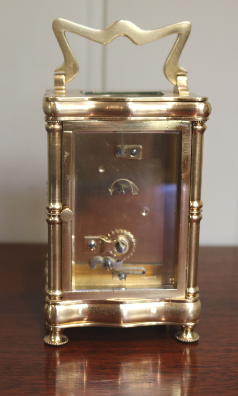 Serpentine Brass carriage Clock (France, 1890) View IX