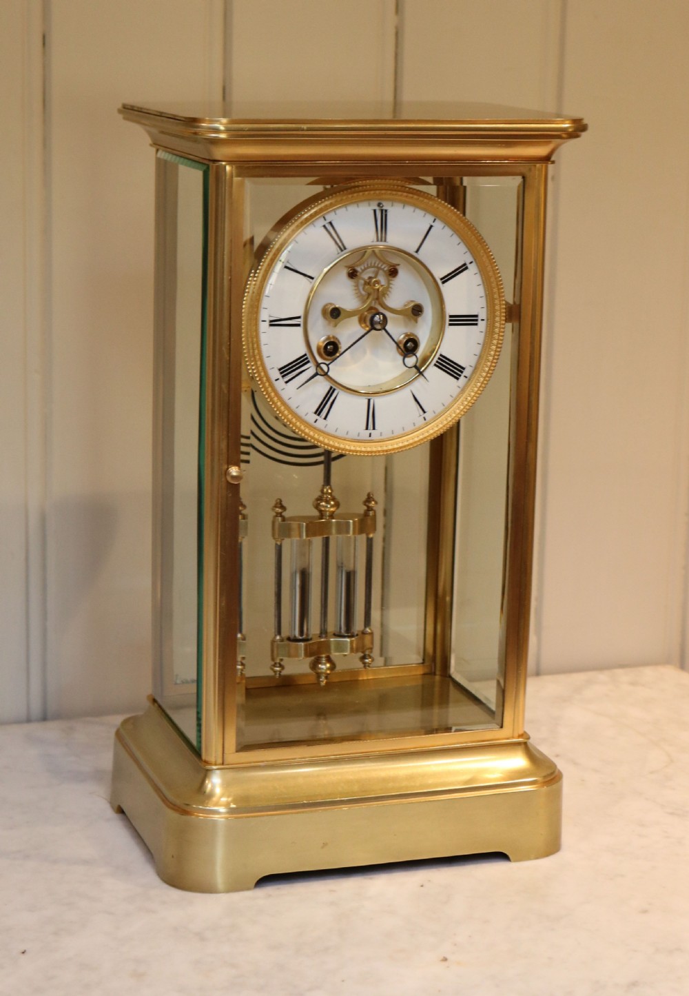 Visible Escapement Four Glass Clock (France, c. 1900) View II