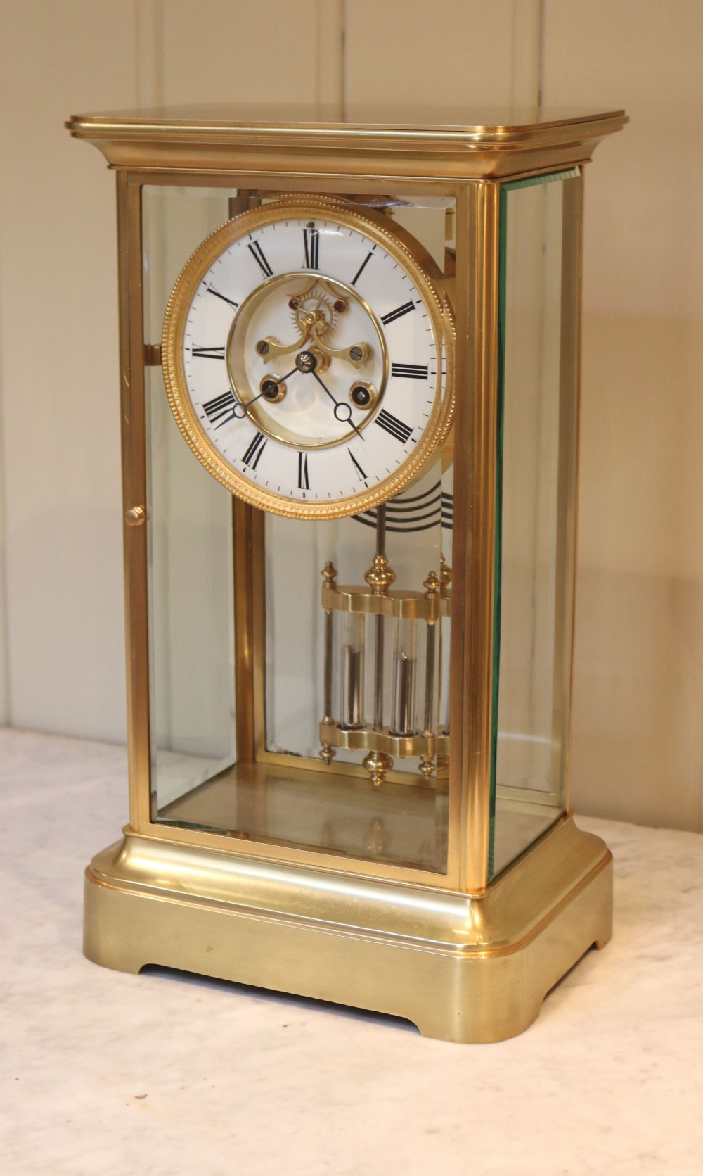 Visible Escapement Four Glass Clock (France, c. 1900) View III