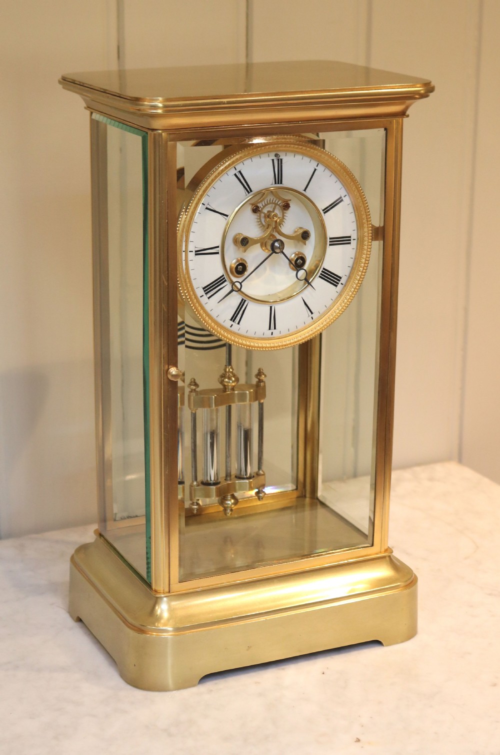 Visible Escapement Four Glass Clock (France, c. 1900) View VI