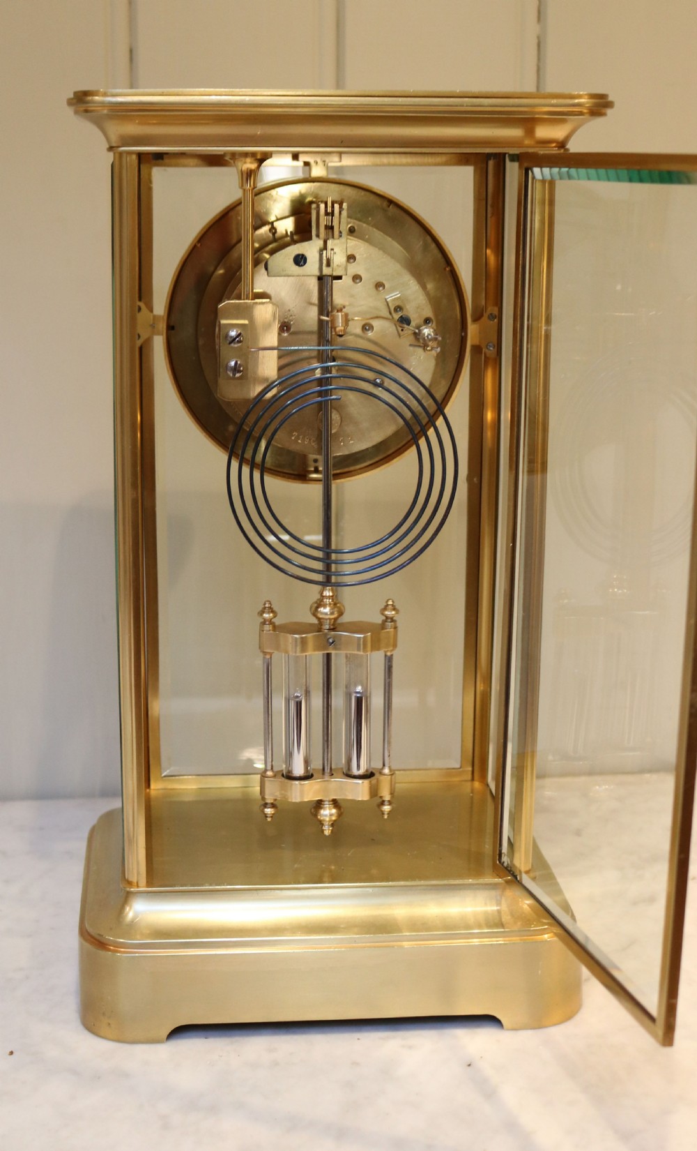 Visible Escapement Four Glass Clock (France, c. 1900) View XII