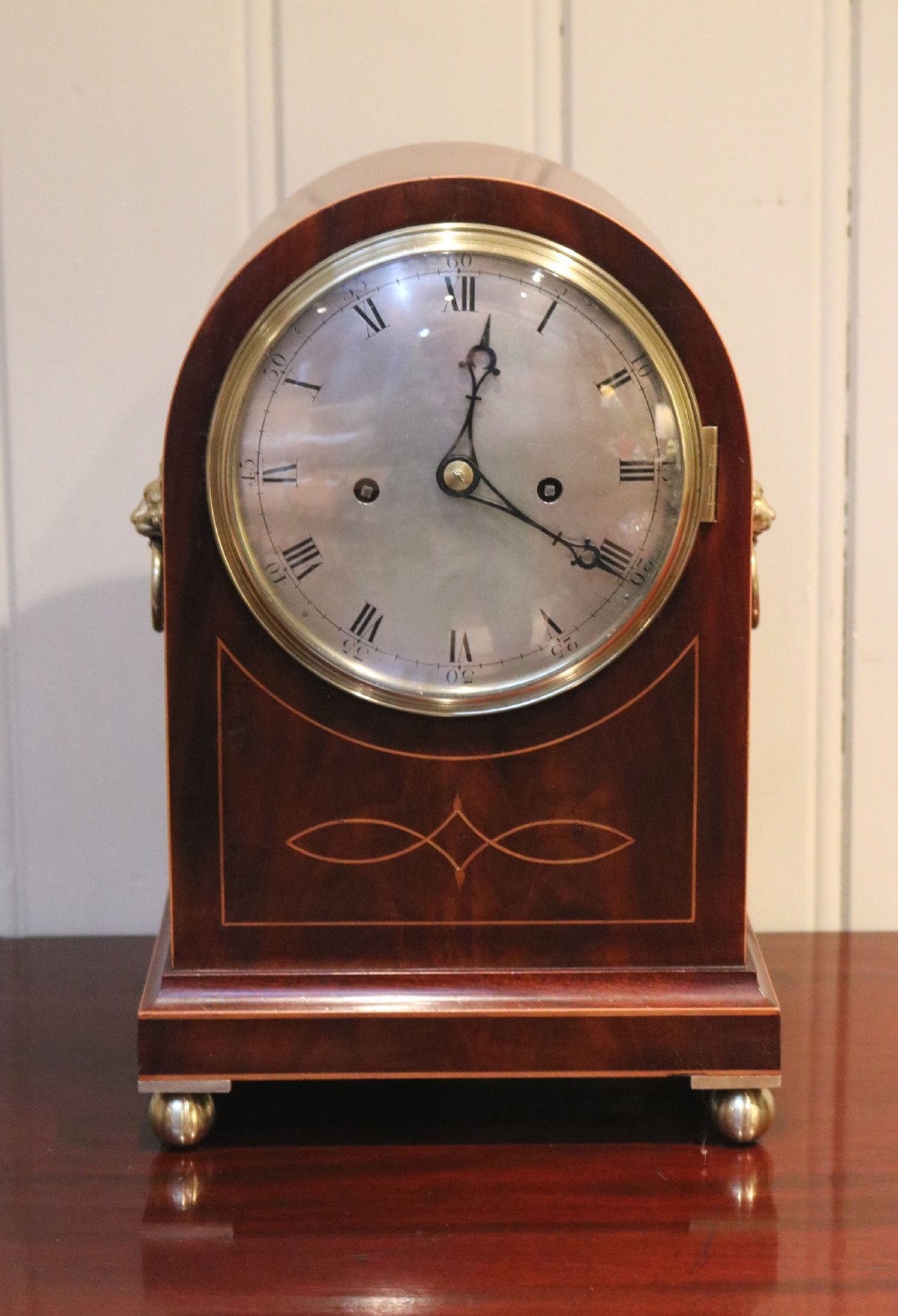 Mahogany and Inlay Fusee Bracket Clock (England, c. 1890)