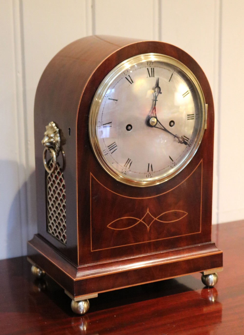 Mahogany and Inlay Fusee Bracket Clock (England, c. 1890) View V