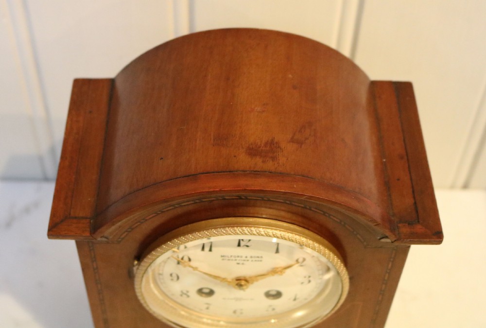 Edwardian Mahogany and Inlay Striking Mantel Clock (England and France, c. 1900) View VII