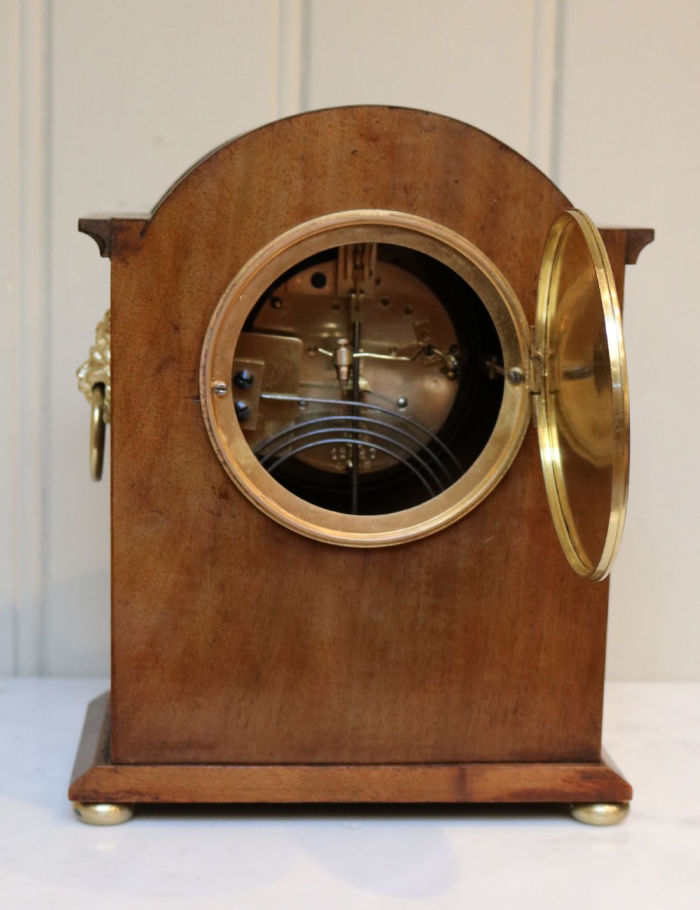Edwardian Mahogany and Inlay Striking Mantel Clock (England and France, c. 1900) View X