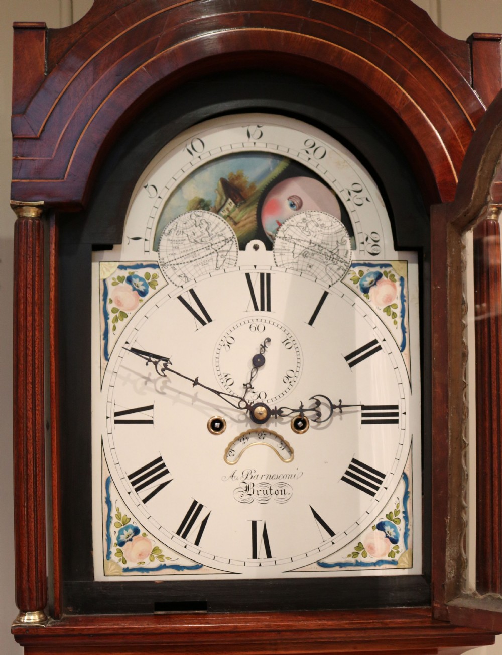 Mahogany Moon Phase Longcase Clock (England, c. 1830) View IV