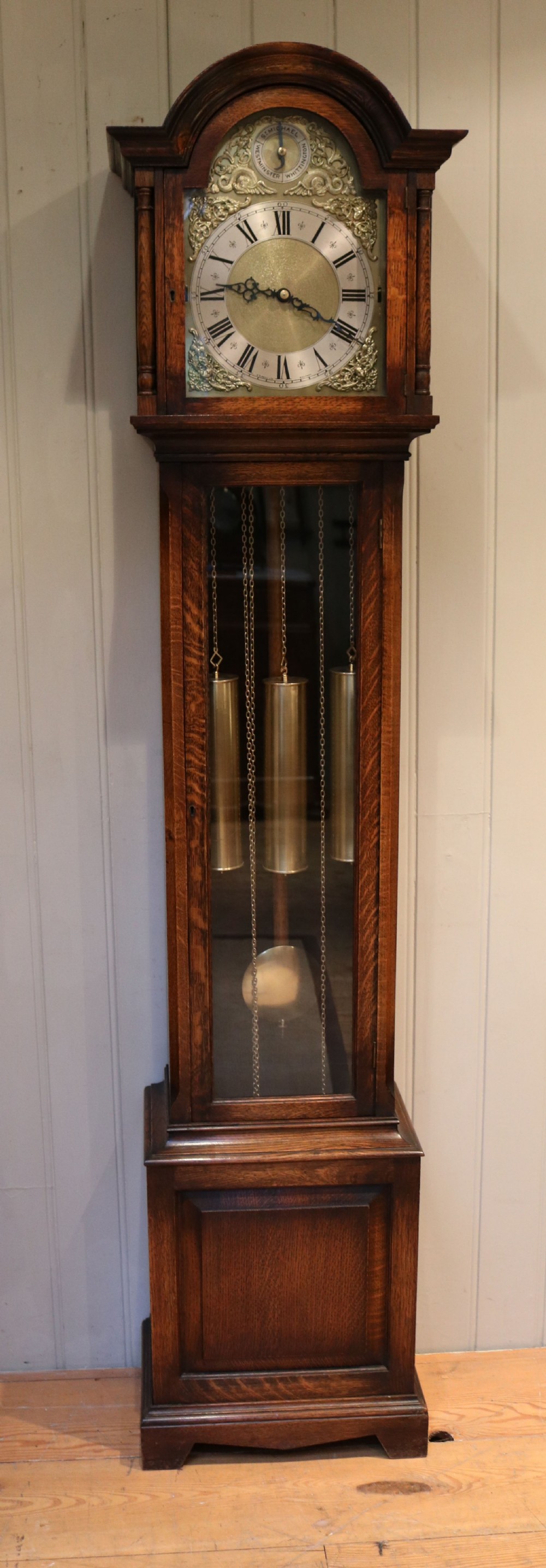 Oak Triple Chime Longcase Clock