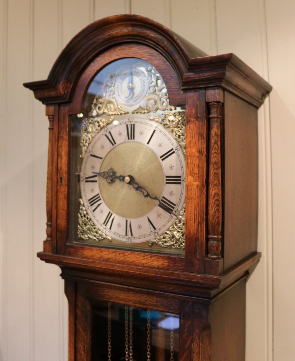 Oak Triple Chime Longcase Clock View II