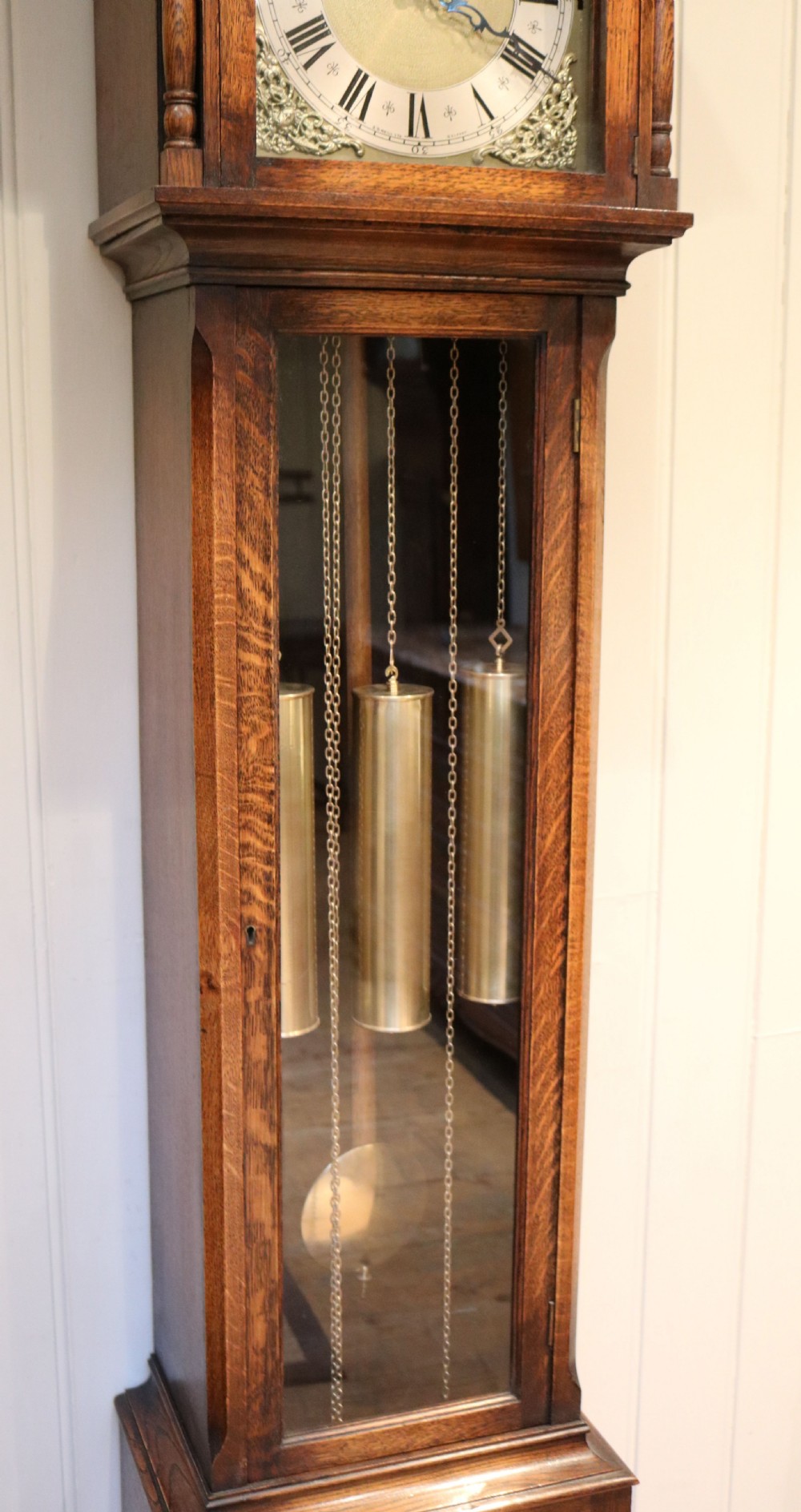 Oak Triple Chime Longcase Clock View IV