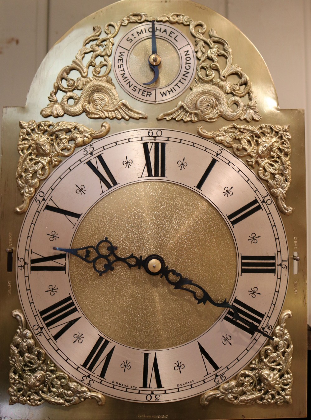 Oak Triple Chime Longcase Clock View VIII