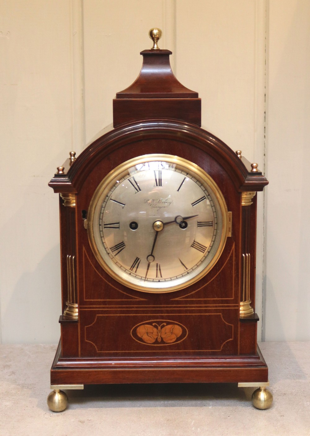 Mahogany and Inlay Fusee Bracket Clock (Scotland, c. 1900)