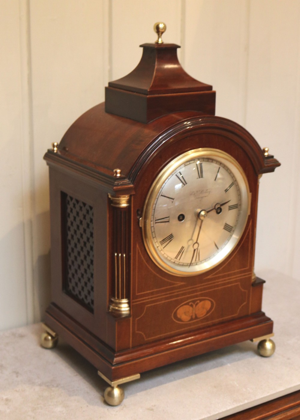 Mahogany and Inlay Fusee Bracket Clock (Scotland, c. 1900) View II