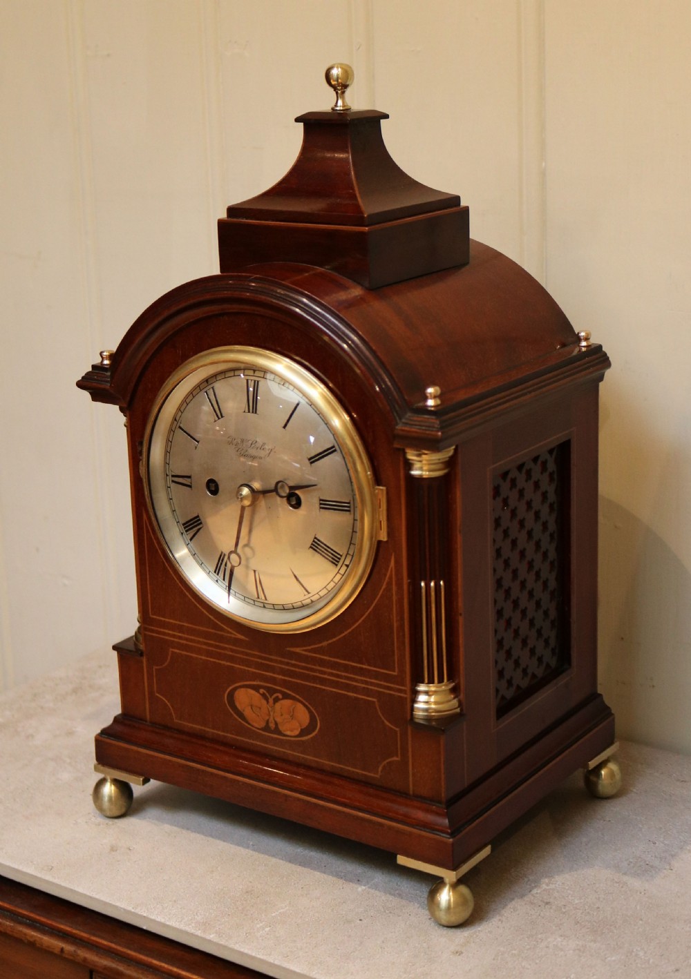 Mahogany and Inlay Fusee Bracket Clock (Scotland, c. 1900) View III
