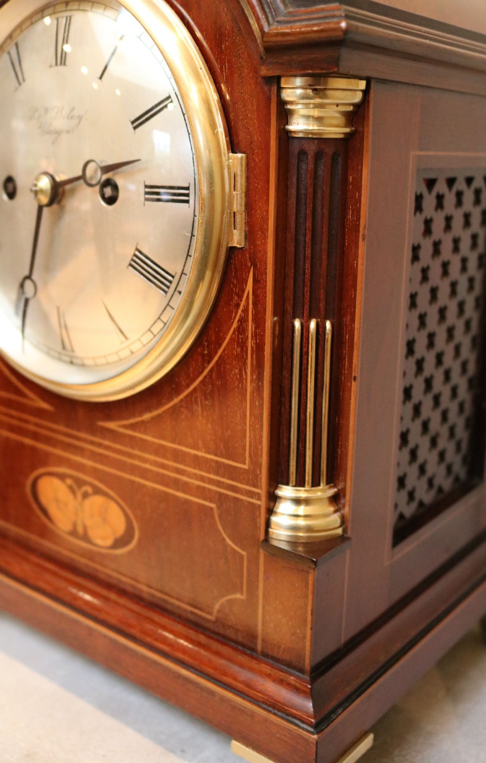 Mahogany and Inlay Fusee Bracket Clock (Scotland, c. 1900) View V
