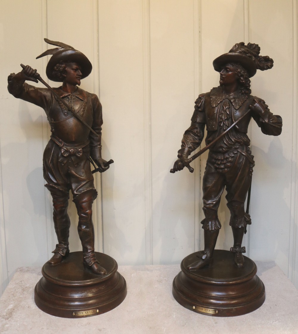 Pair of Patinated Cavalier Figures (France, c. 1890)