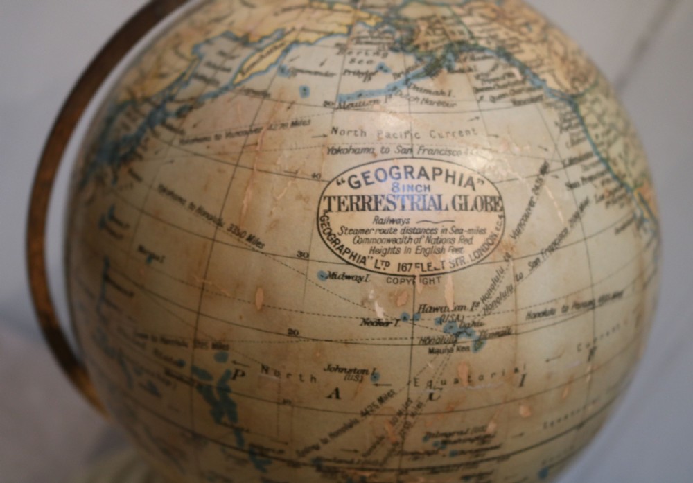 Art Deco 8 inch Terrestrial Globe (England, 1947) View II
