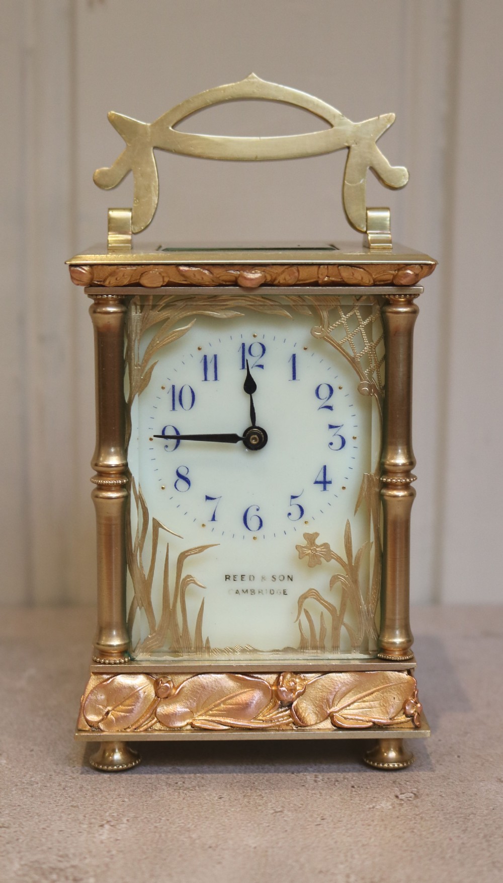 Art Nouveau Brass and Ormolu Carriage Clock (France, c. 1900) View II