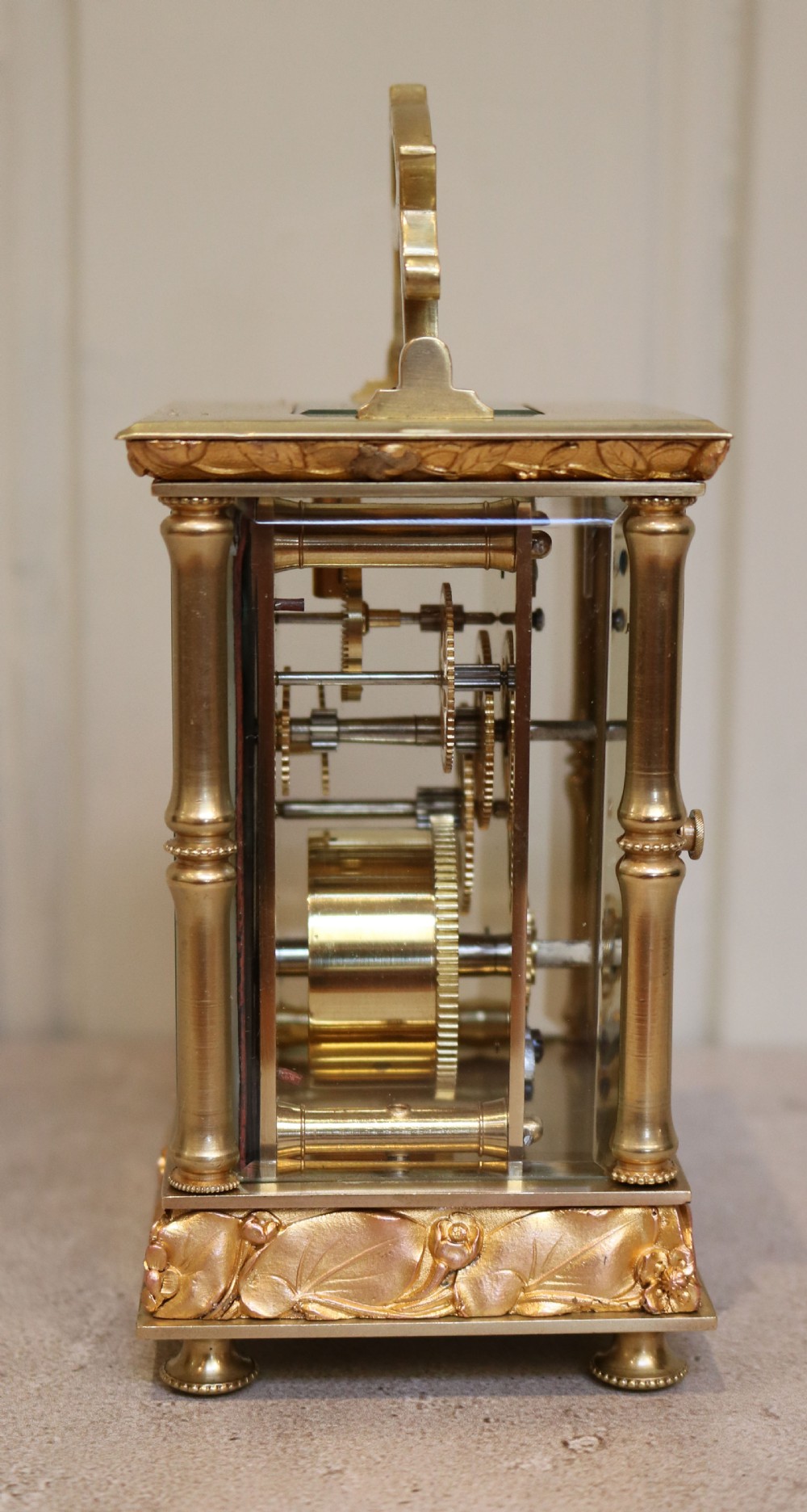 Art Nouveau Brass and Ormolu Carriage Clock (France, c. 1900) View VII