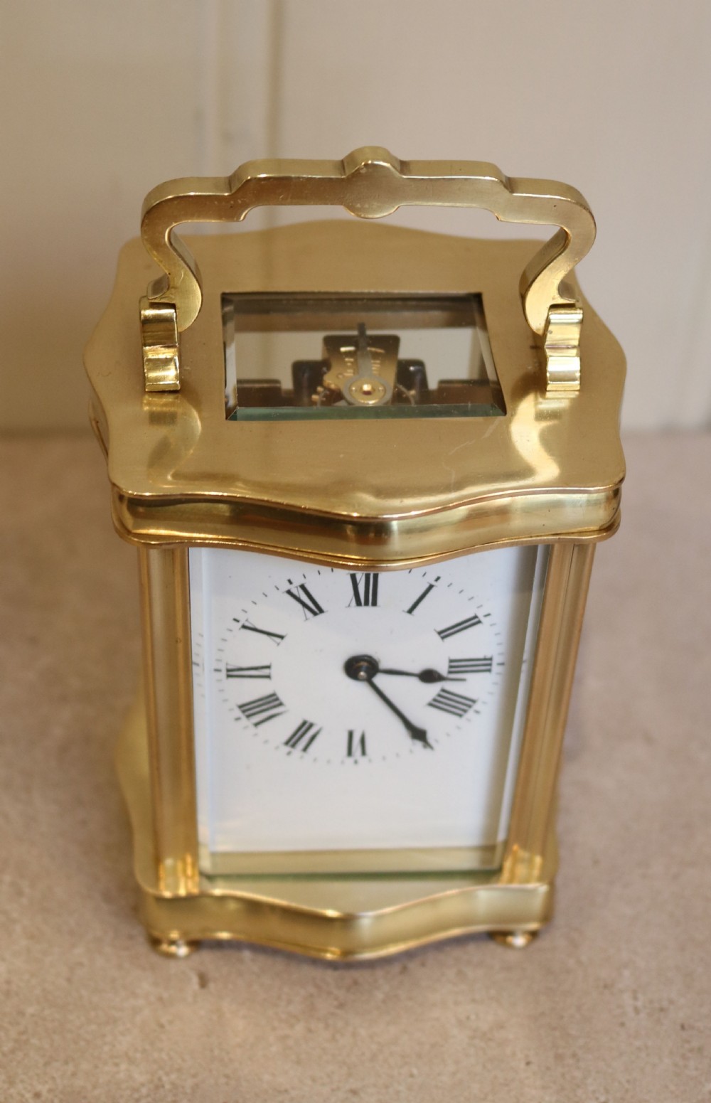 French Serpentine Shaped Brass Carriage Clock (France, c. 1890) View III