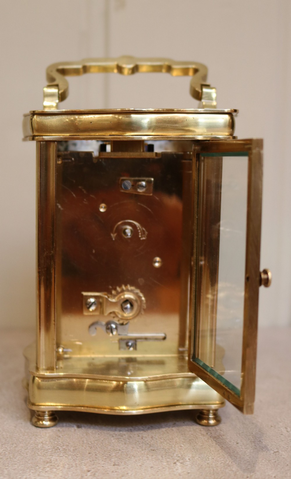 French Serpentine Shaped Brass Carriage Clock (France, c. 1890) View VI