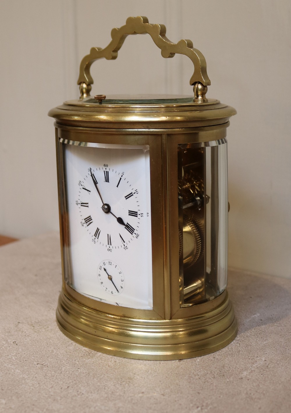 French Oval Strike, Repeat and Alarm Carriage Clock (France, 1860) View III