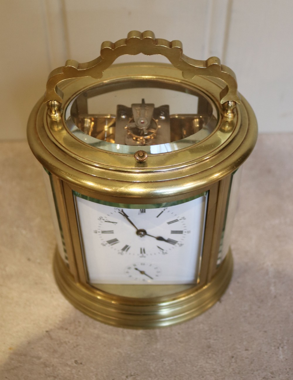 French Oval Strike, Repeat and Alarm Carriage Clock (France, 1860) View V