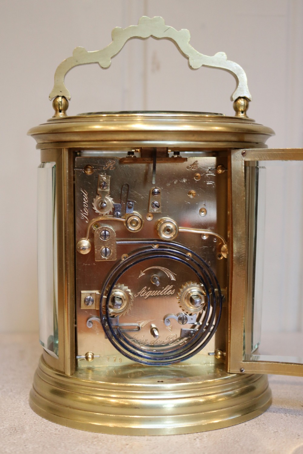 French Oval Strike, Repeat and Alarm Carriage Clock (France, 1860) View X