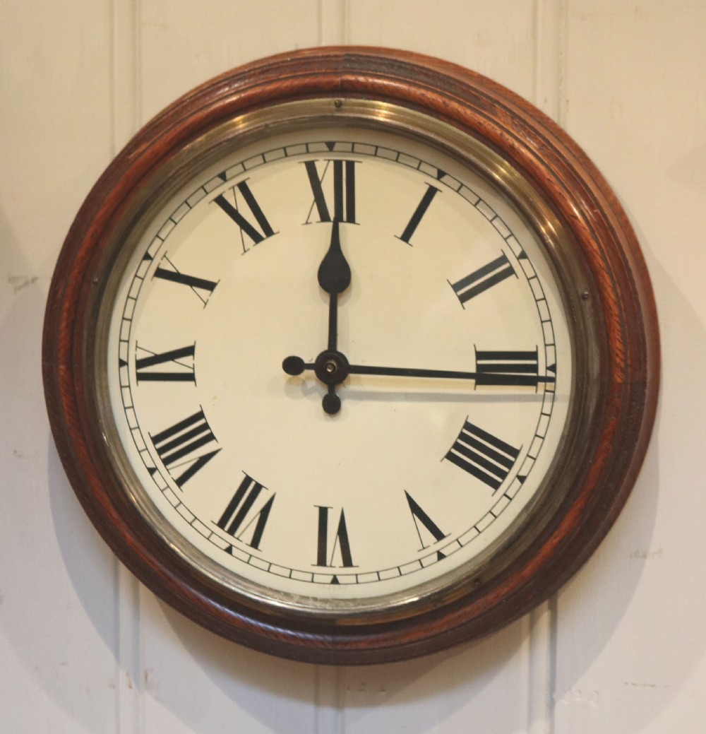 Solid Oak School Clock (Scotland, c. 1910)