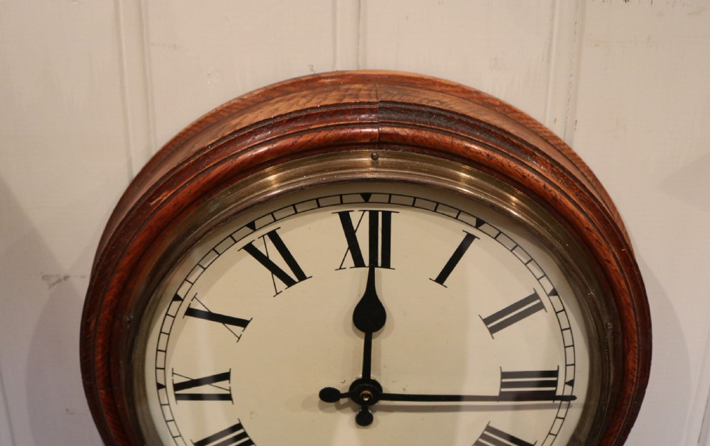 Solid Oak School Clock (Scotland, c. 1910) View III