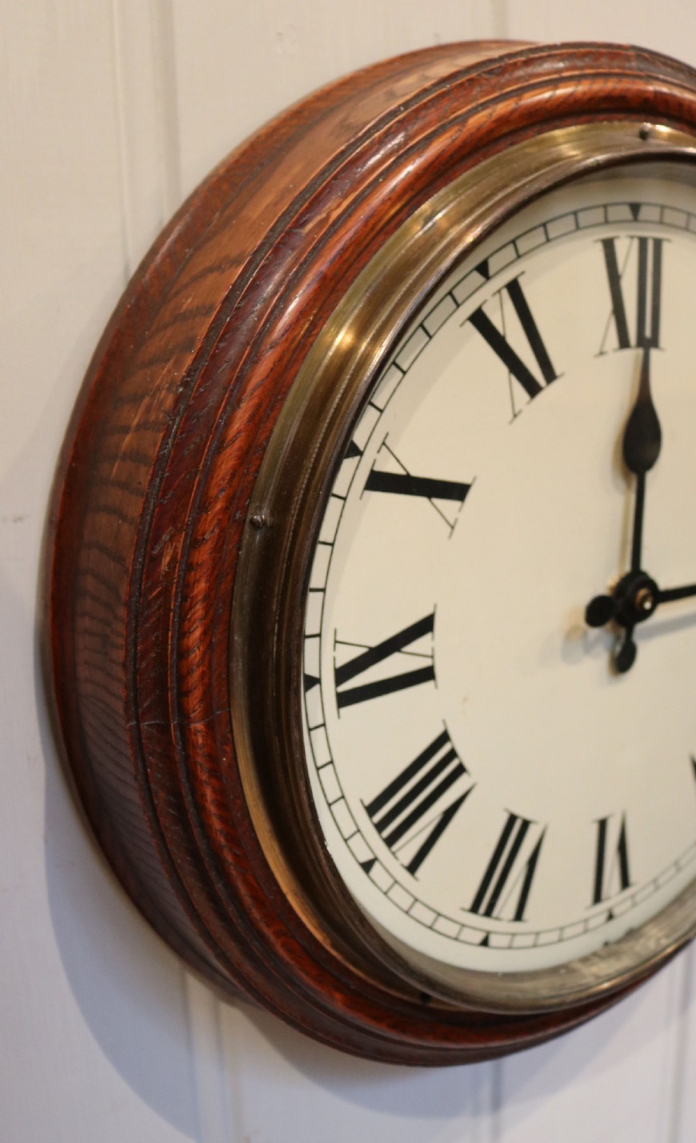 Solid Oak School Clock (Scotland, c. 1910) View IV
