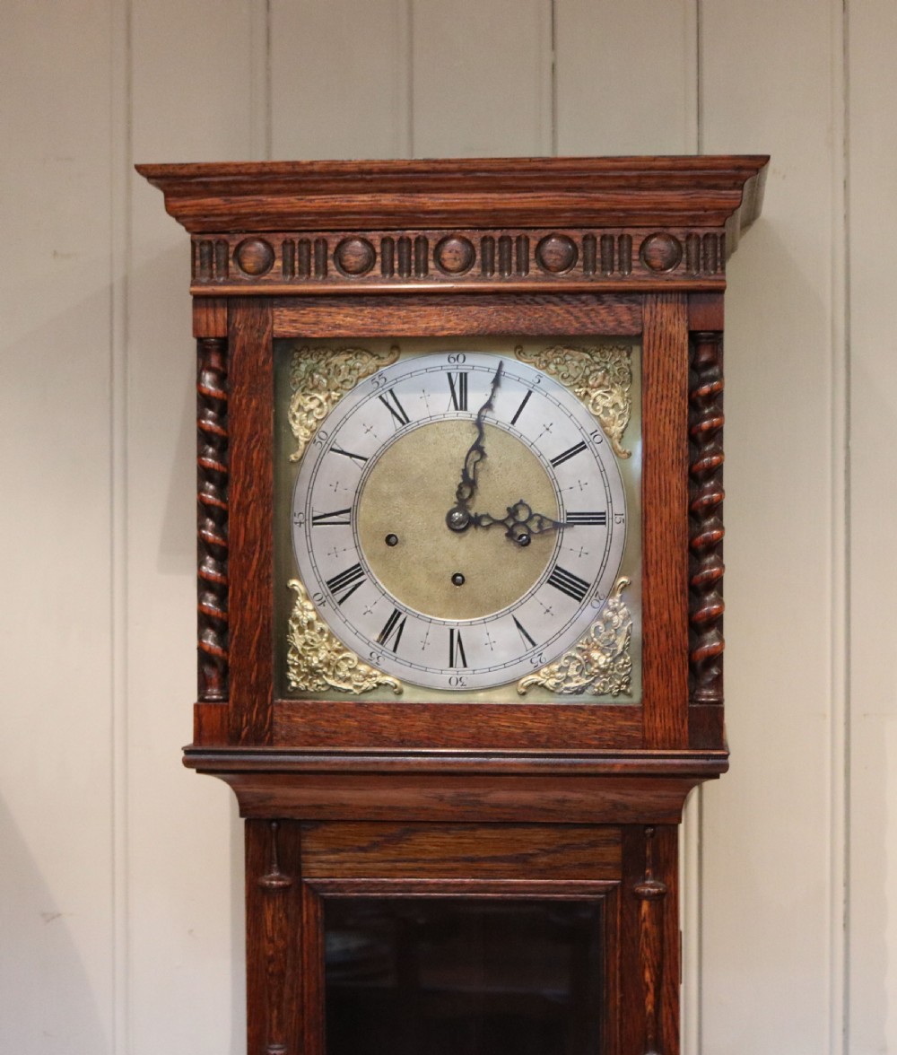 Small Oak Westminster Chime Longcase Clock (Germany, c. 1920) View III