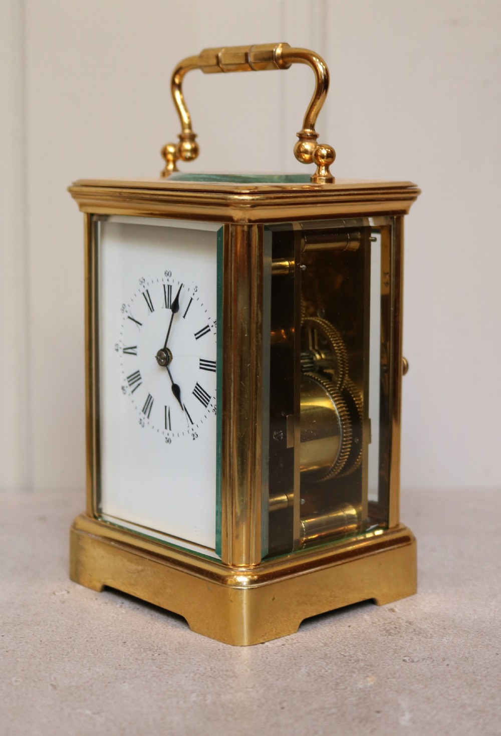 French Striking Gilt Carriage Clock (France, c. 1880) View III
