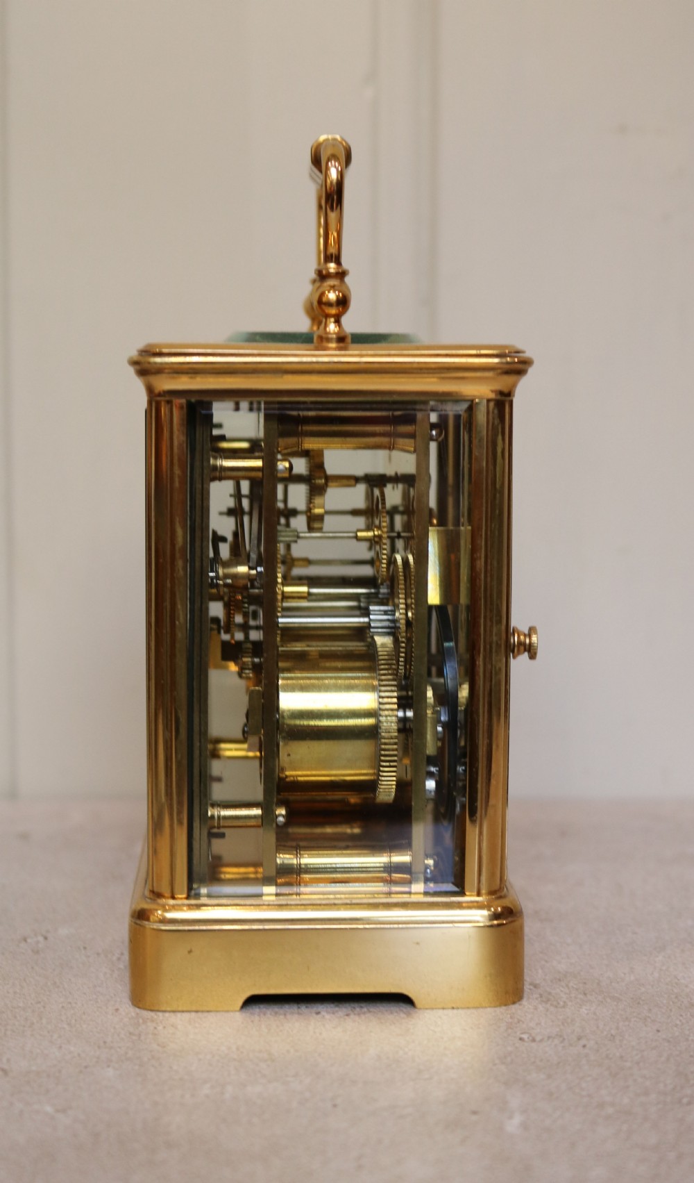 French Striking Gilt Carriage Clock (France, c. 1880) View IV