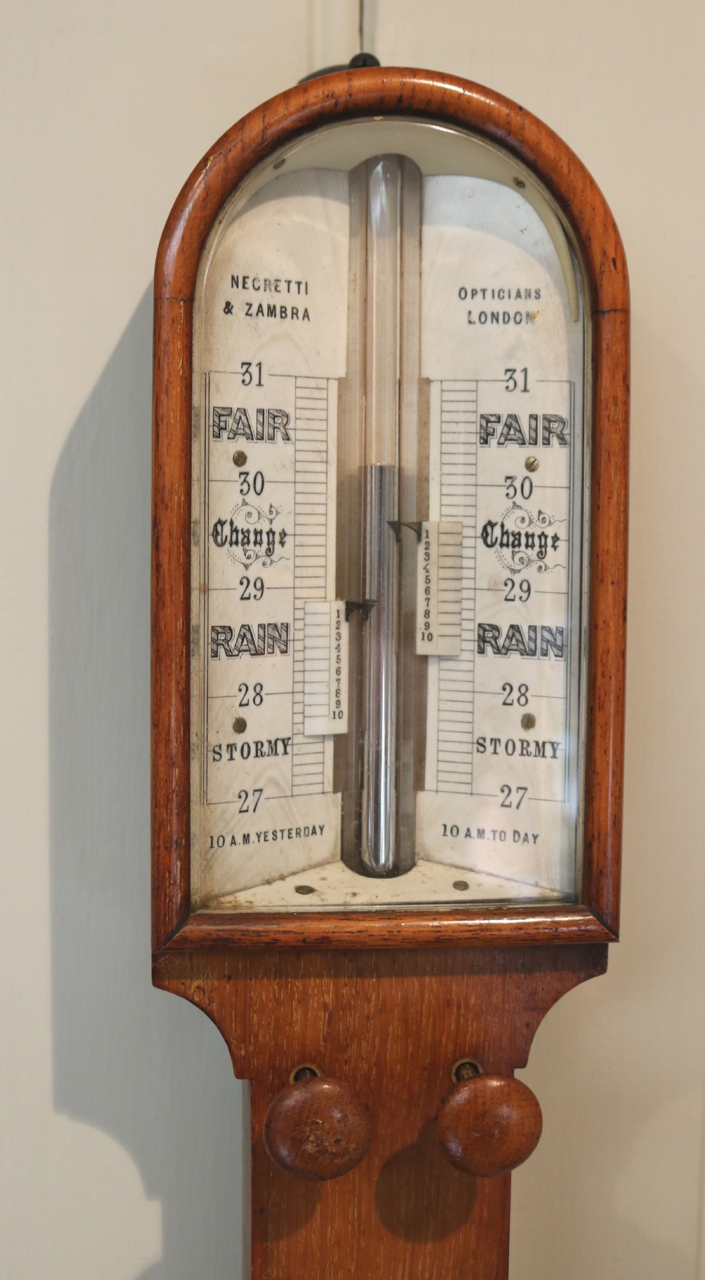 Solid Oak Stick Barometer (England, c. 1860) View II