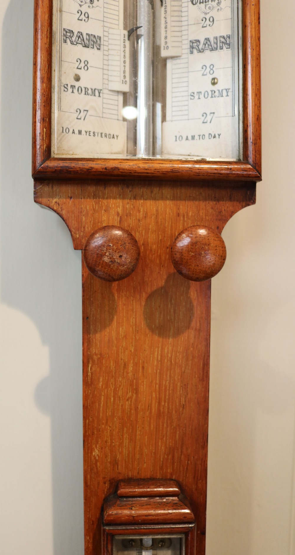 Solid Oak Stick Barometer (England, c. 1860) View IV